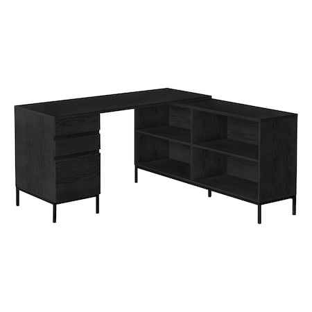 Monarch Specialties Computer Desk, Home Office, Corner, Storage Drawers, 60 in.L, L Shape, Work, Laptop, Black Laminate I 7493